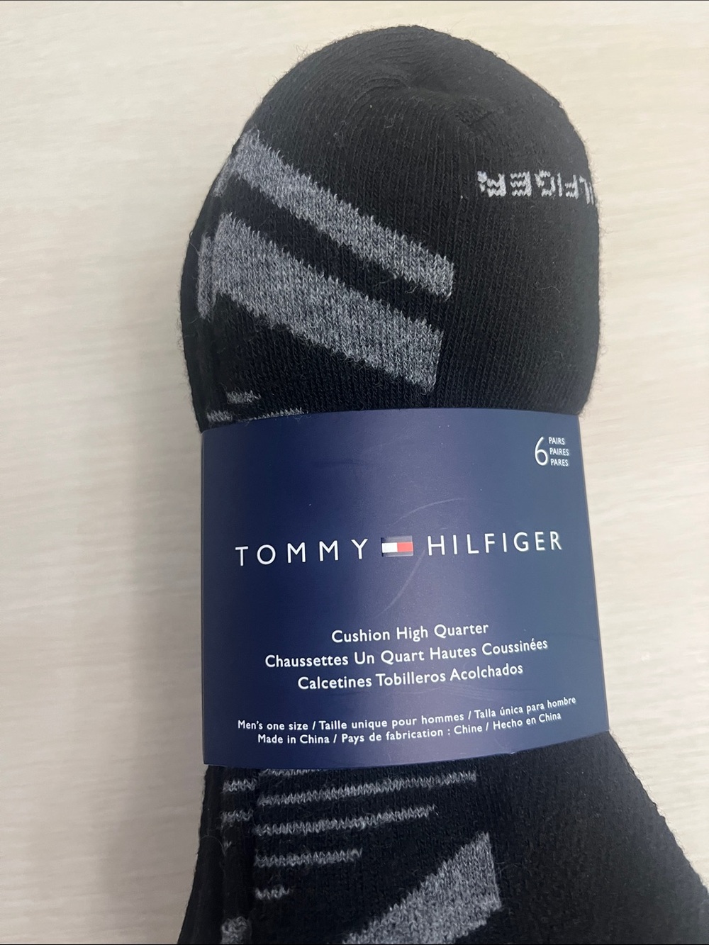 Tommy Hilfiger Men's Black Cushion High Quarter Socks - 6 Pack - Picture 5 of 9